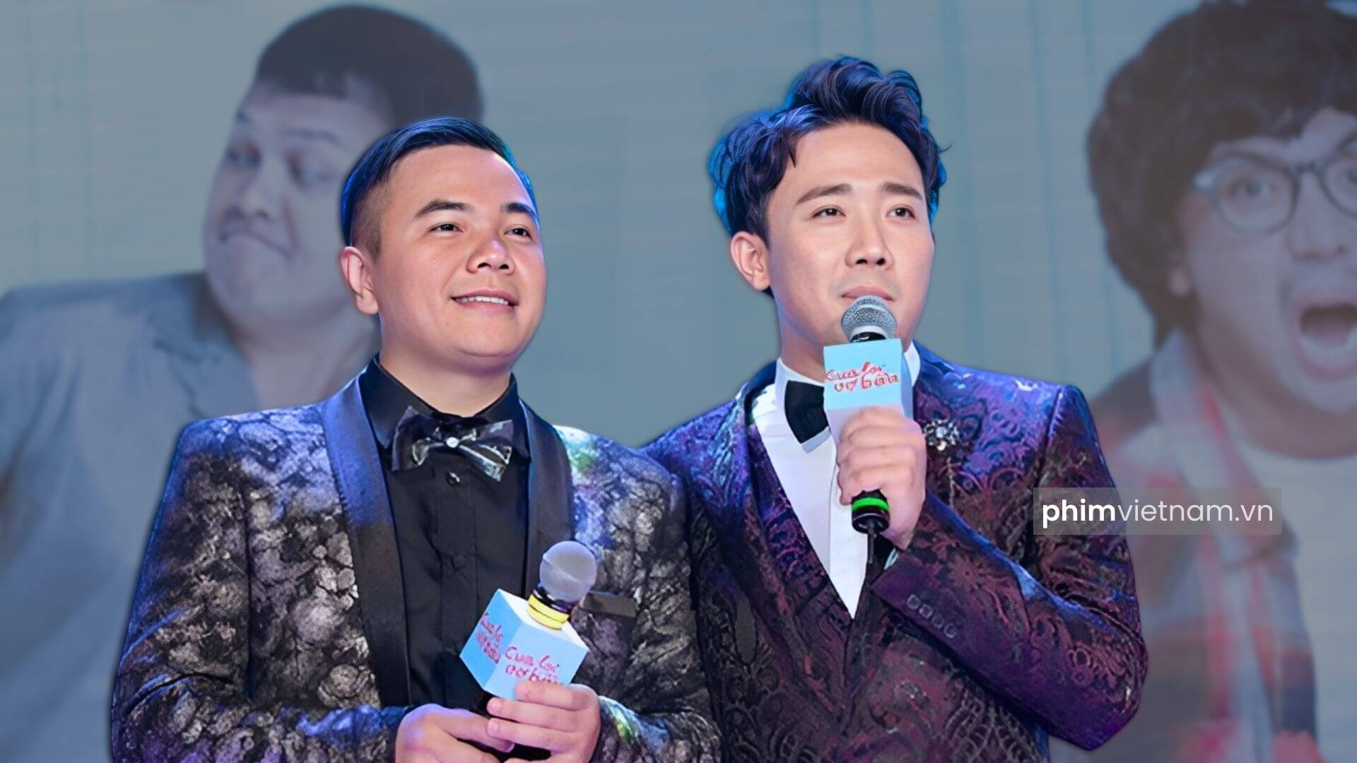 Đạo diễn Nhát Trung và diễn viên Trấn Thành tại sự kiện phim "Cua lại vợ bầu"